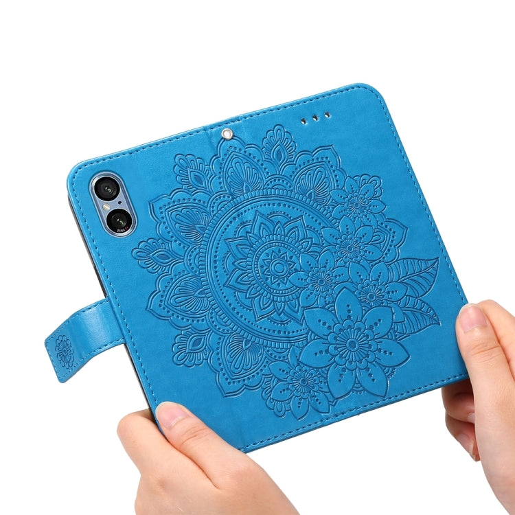For Sony Xperia 5 V Seven-petal Flowers Embossing Leather Phone Case