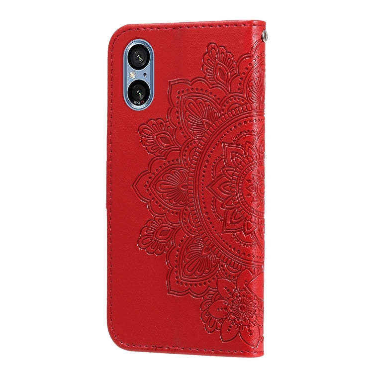 For Sony Xperia 5 V Seven-petal Flowers Embossing Leather Phone Case