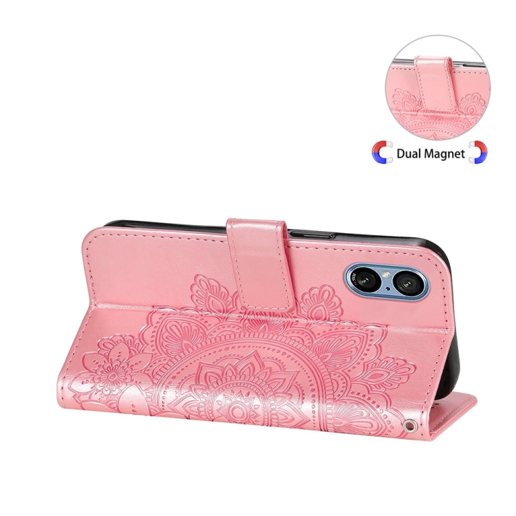 For Sony Xperia 5 V Seven-petal Flowers Embossing Leather Phone Case