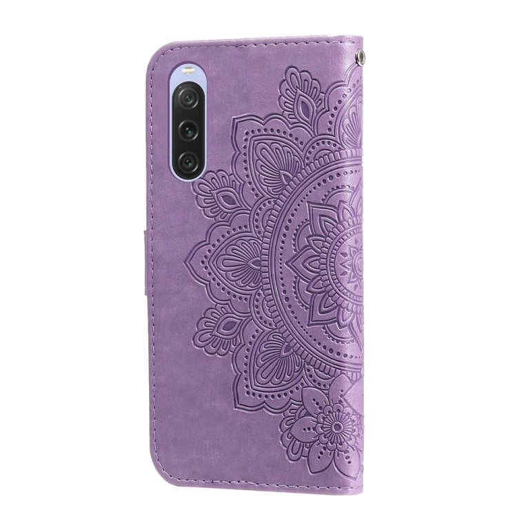 For Sony Xperia 10 V Seven-petal Flowers Embossing Leather Phone Case