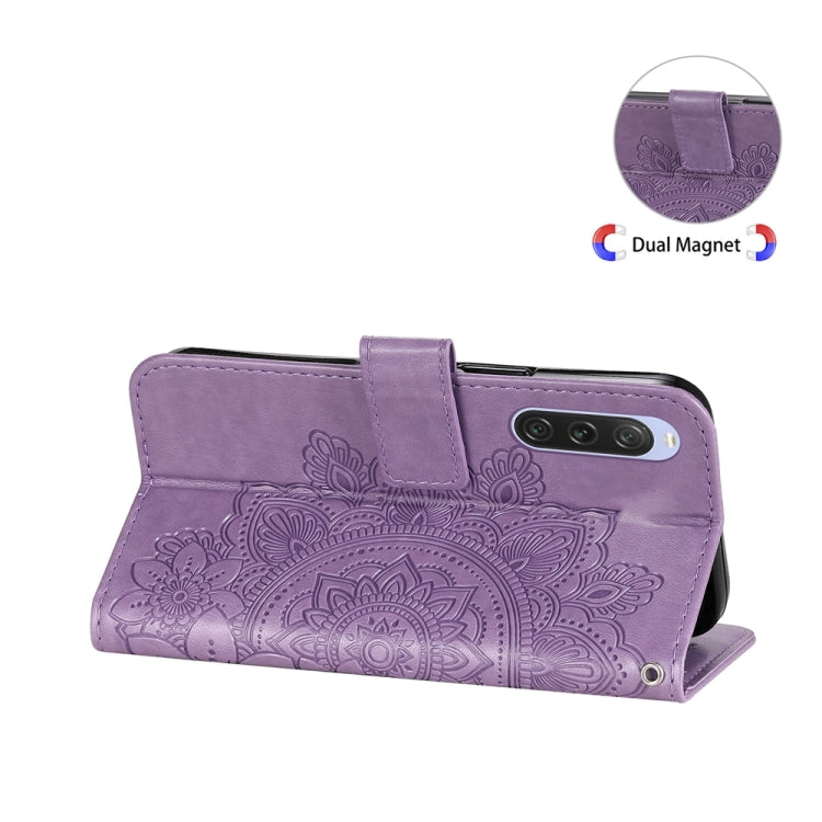 For Sony Xperia 10 V Seven-petal Flowers Embossing Leather Phone Case