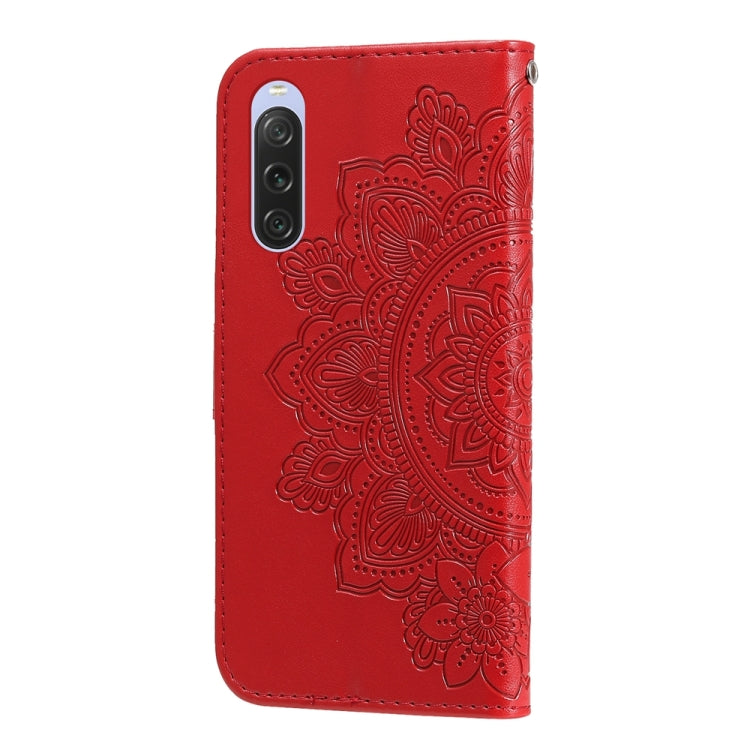 For Sony Xperia 10 V Seven-petal Flowers Embossing Leather Phone Case