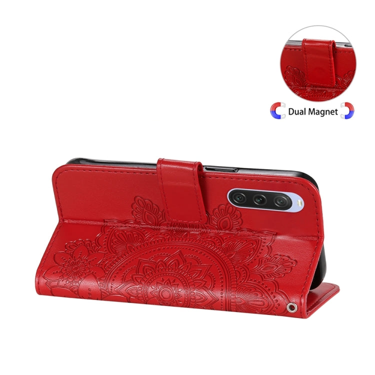 For Sony Xperia 10 V Seven-petal Flowers Embossing Leather Phone Case