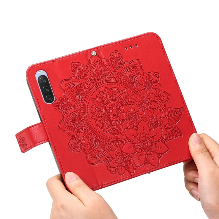 For Sony Xperia 10 V Seven-petal Flowers Embossing Leather Phone Case