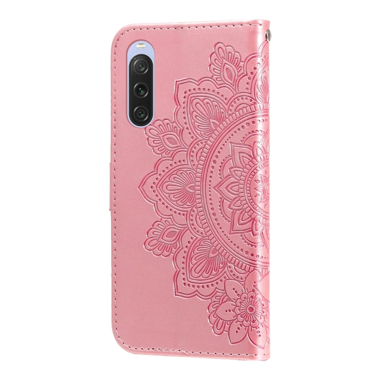 For Sony Xperia 10 V Seven-petal Flowers Embossing Leather Phone Case