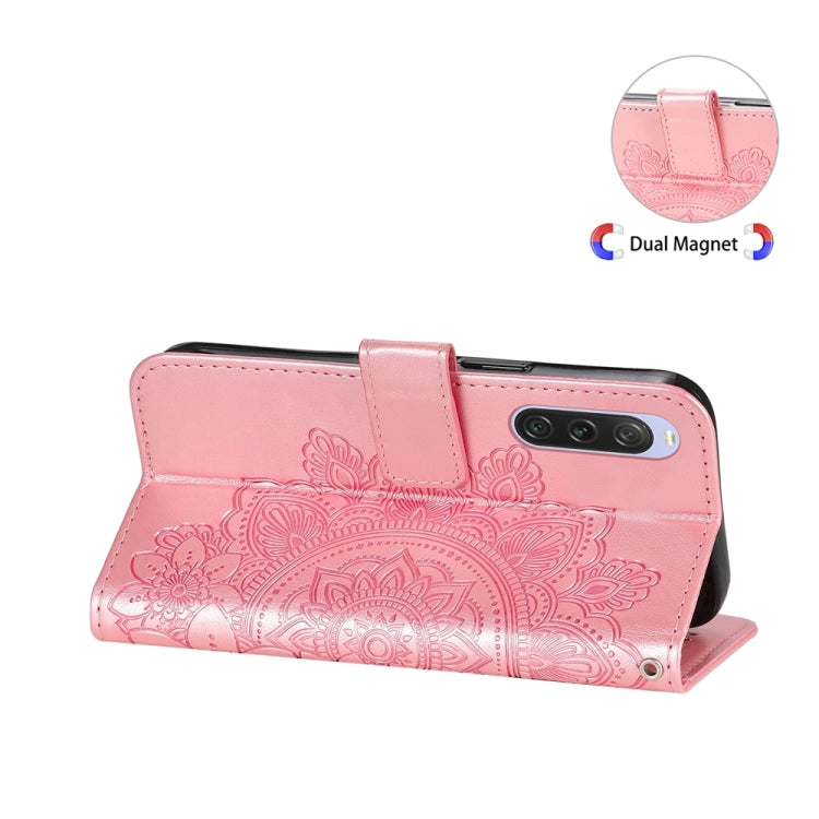 For Sony Xperia 10 V Seven-petal Flowers Embossing Leather Phone Case