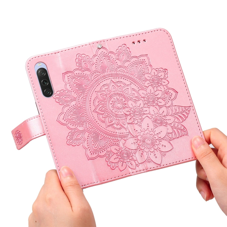 For Sony Xperia 10 V Seven-petal Flowers Embossing Leather Phone Case