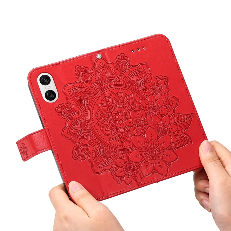 For Sony Xperia 10 VI Seven-petal Flowers Embossing Leather Phone Case