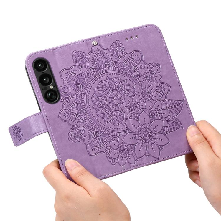 For Sony Xperia 1 VII Seven-petal Flowers Embossing Leather Phone Case