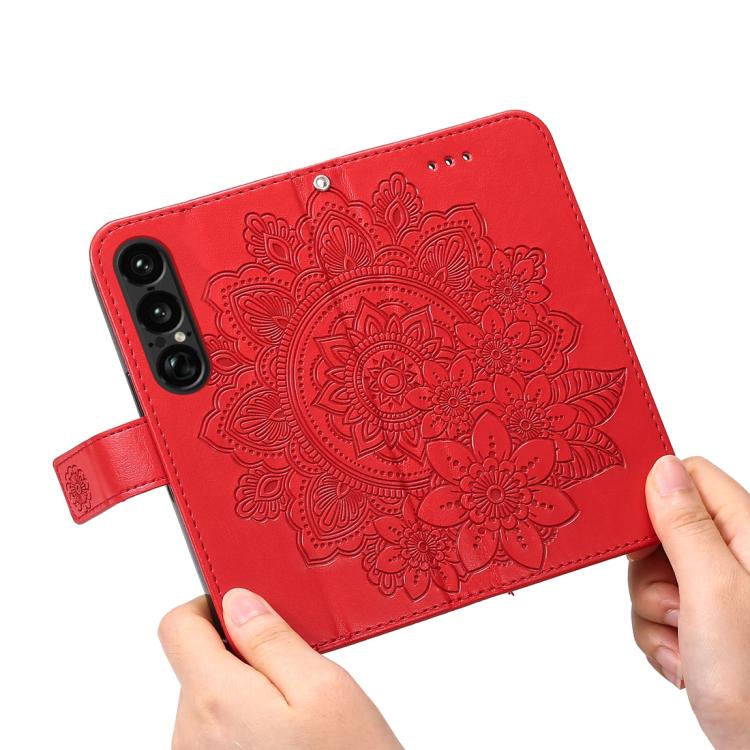 For Sony Xperia 1 VII Seven-petal Flowers Embossing Leather Phone Case