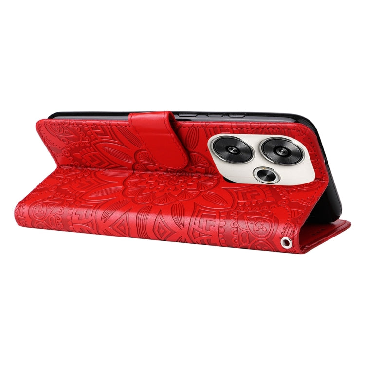 For Xiaomi Poco F6 Embossed Sunflower Leather Phone Case