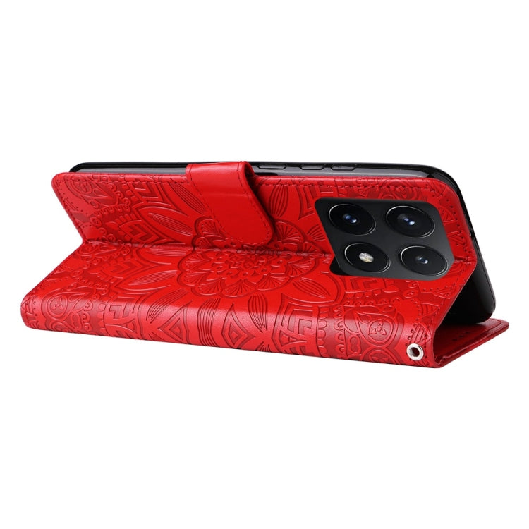 For Xiaomi 14T Embossed Sunflower Leather Phone Case
