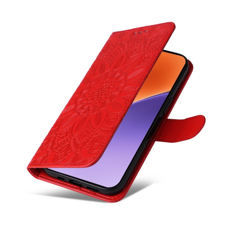 For Xiaomi 15 Embossed Sunflower Leather Phone Case