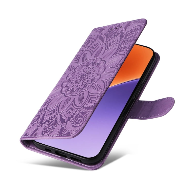 For Xiaomi 15 Embossed Sunflower Leather Phone Case