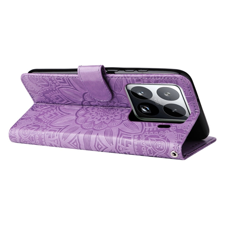 For Xiaomi 15 Pro Embossed Sunflower Leather Phone Case