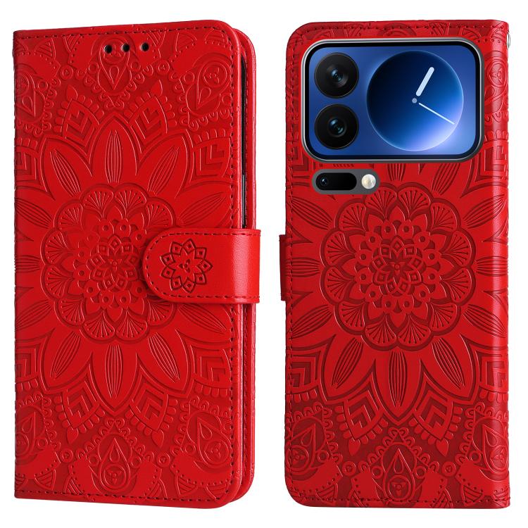 For Xiaomi 17 Pro Embossed Sunflower Leather Phone Case