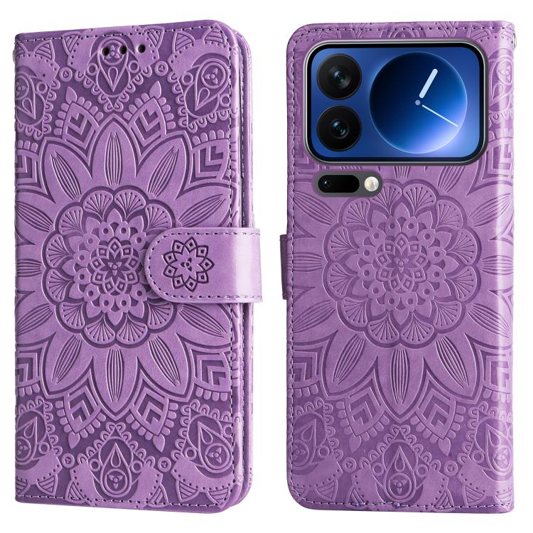 For Xiaomi 17 Pro Embossed Sunflower Leather Phone Case