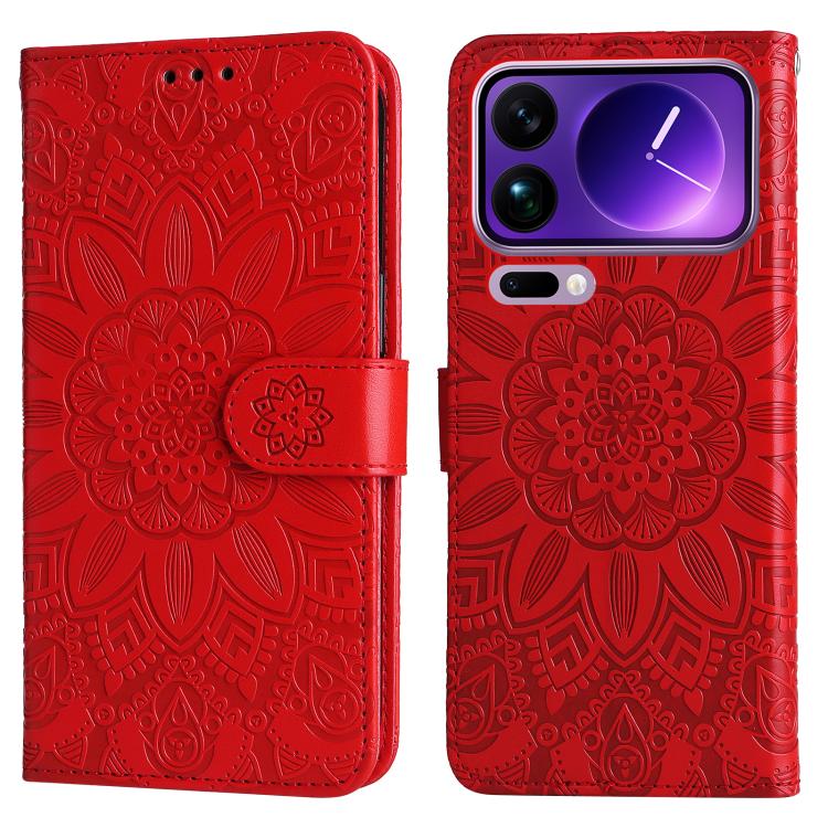 For Xiaomi 17 Pro Max Embossed Sunflower Leather Phone Case