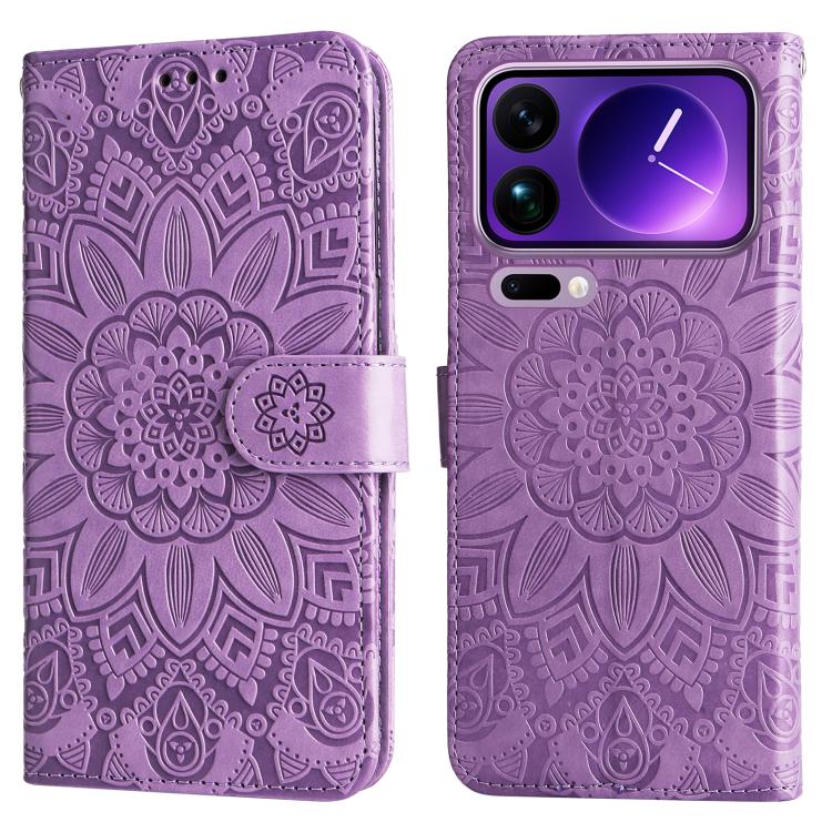 For Xiaomi 17 Pro Max Embossed Sunflower Leather Phone Case