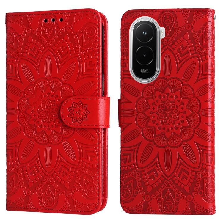 For Xiaomi Poco M7 4G 171mm Embossed Sunflower Leather Phone Case
