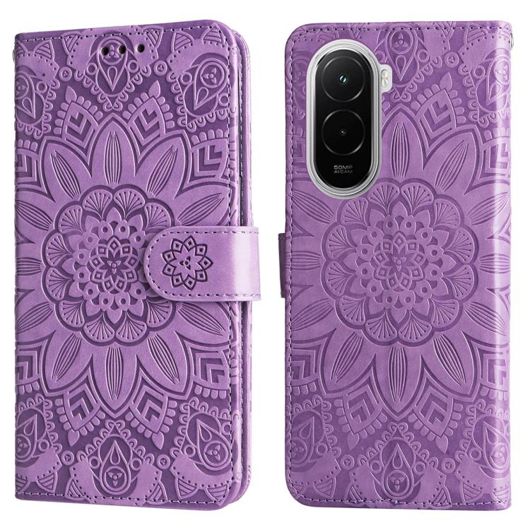 For Xiaomi Poco M7 4G 171mm Embossed Sunflower Leather Phone Case