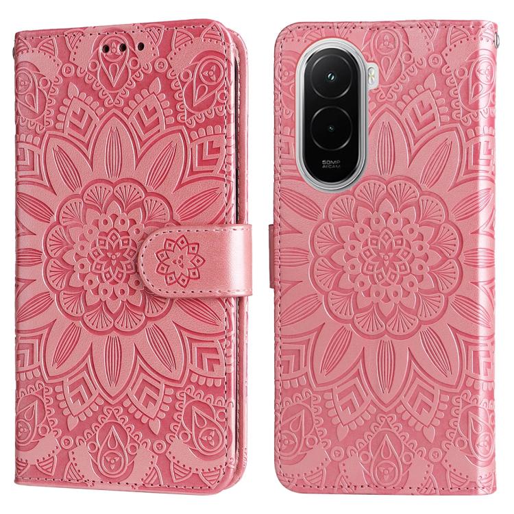For Xiaomi Poco M7 4G 171mm Embossed Sunflower Leather Phone Case