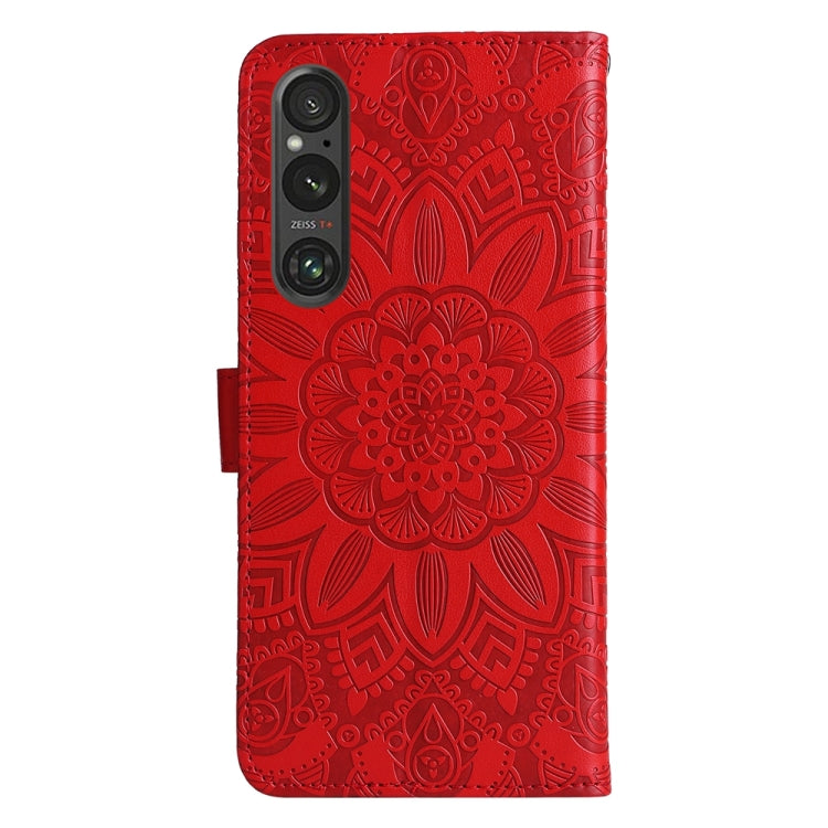 For Sony Xperia 1 V Embossed Sunflower Leather Phone Case
