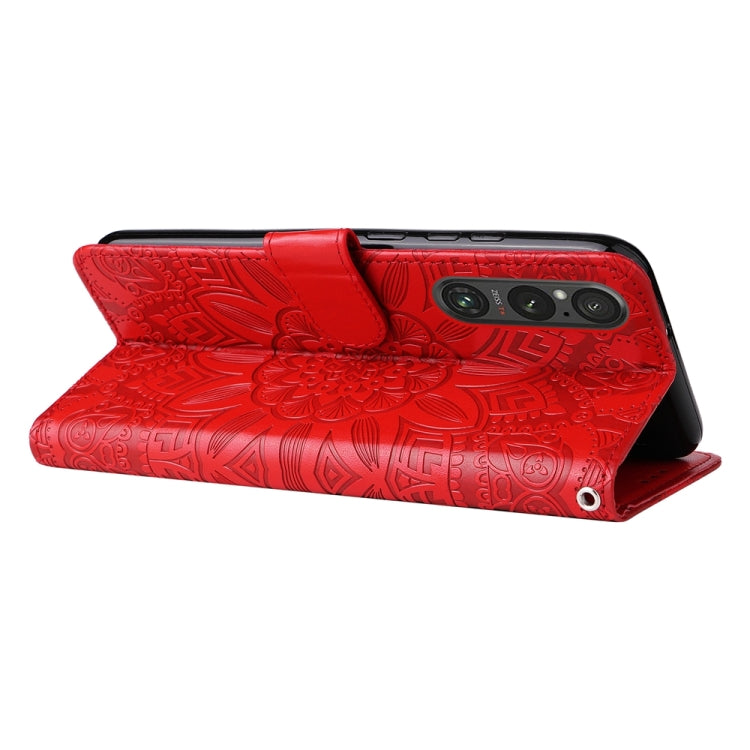For Sony Xperia 1 V Embossed Sunflower Leather Phone Case