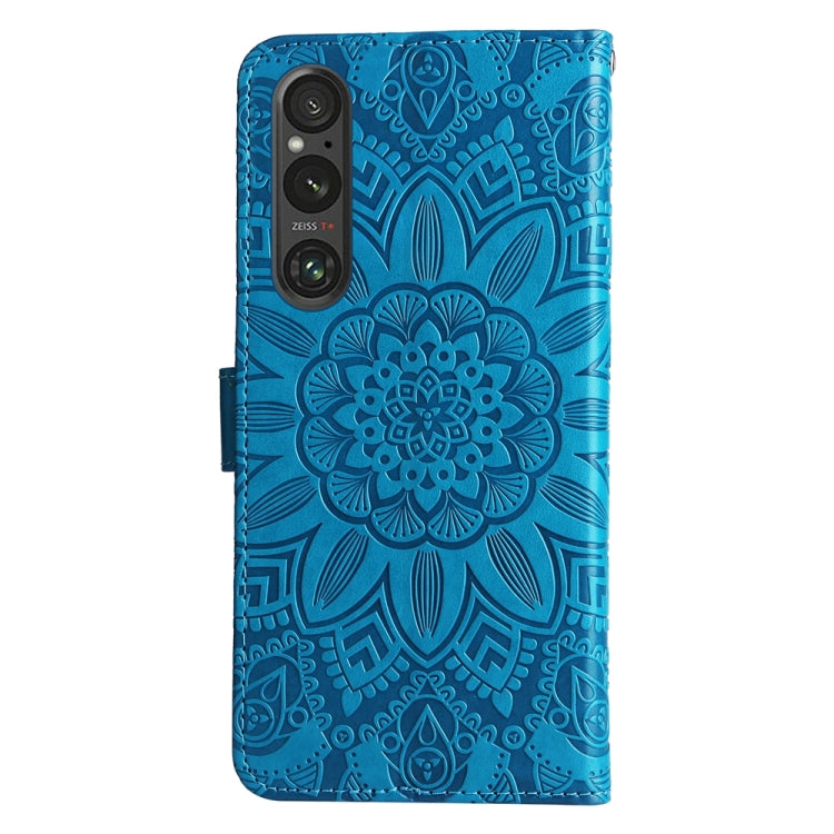 For Sony Xperia 1 V Embossed Sunflower Leather Phone Case