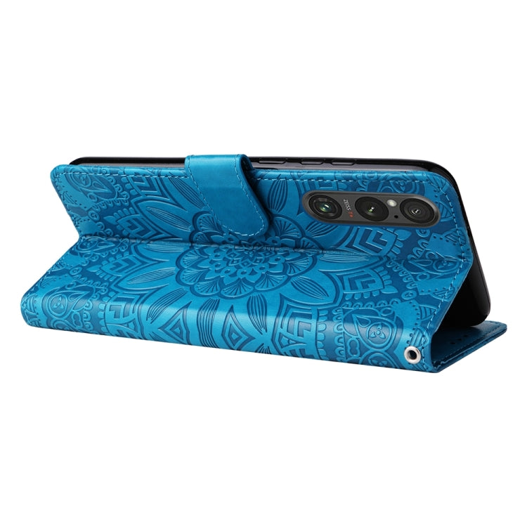 For Sony Xperia 1 V Embossed Sunflower Leather Phone Case