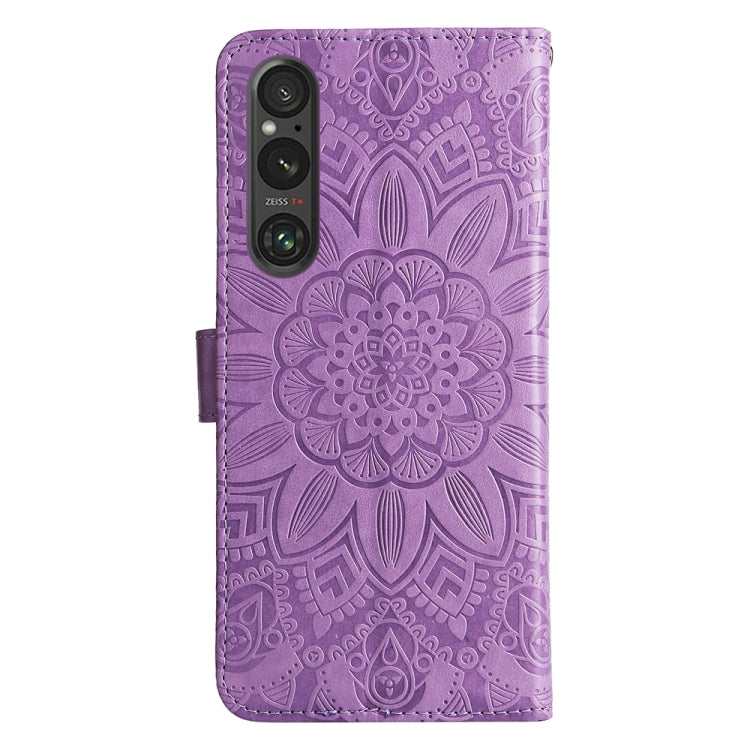 For Sony Xperia 1 V Embossed Sunflower Leather Phone Case