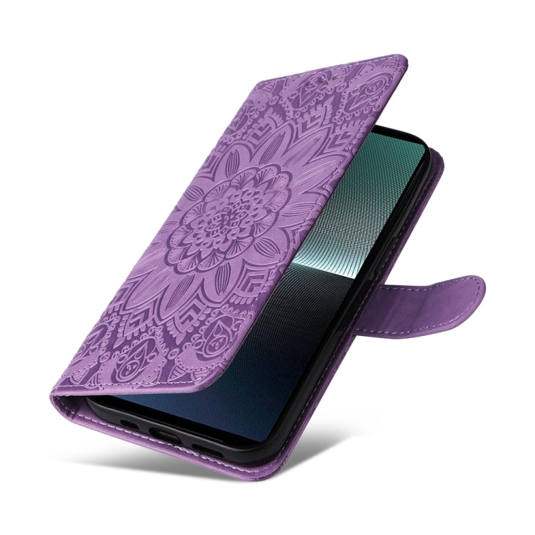 For Sony Xperia 1 V Embossed Sunflower Leather Phone Case