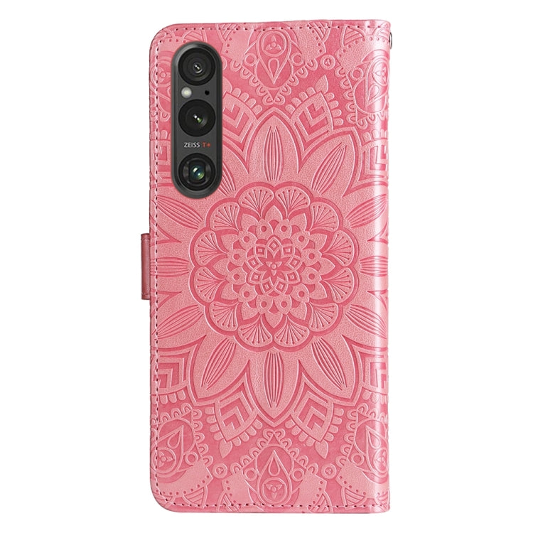 For Sony Xperia 1 V Embossed Sunflower Leather Phone Case