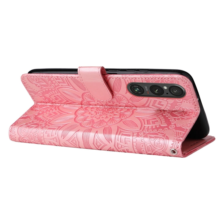 For Sony Xperia 1 V Embossed Sunflower Leather Phone Case