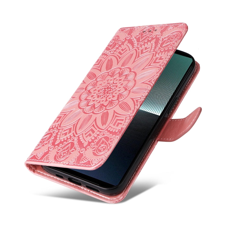 For Sony Xperia 1 V Embossed Sunflower Leather Phone Case