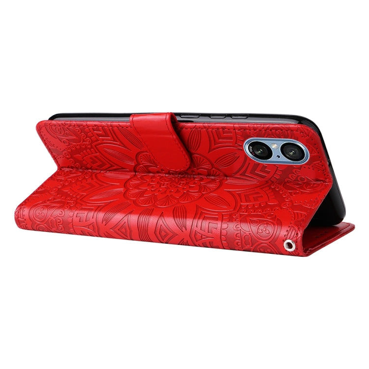 For Sony Xperia 5 V Embossed Sunflower Leather Phone Case