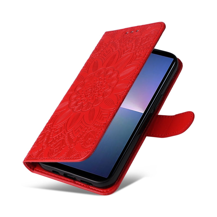 For Sony Xperia 5 V Embossed Sunflower Leather Phone Case