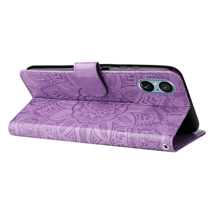 For Sony Xperia 5 V Embossed Sunflower Leather Phone Case