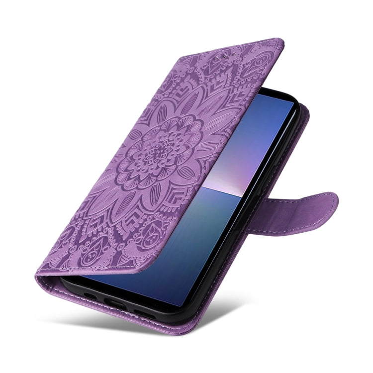 For Sony Xperia 5 V Embossed Sunflower Leather Phone Case