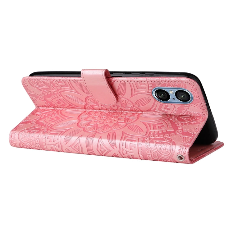 For Sony Xperia 5 V Embossed Sunflower Leather Phone Case