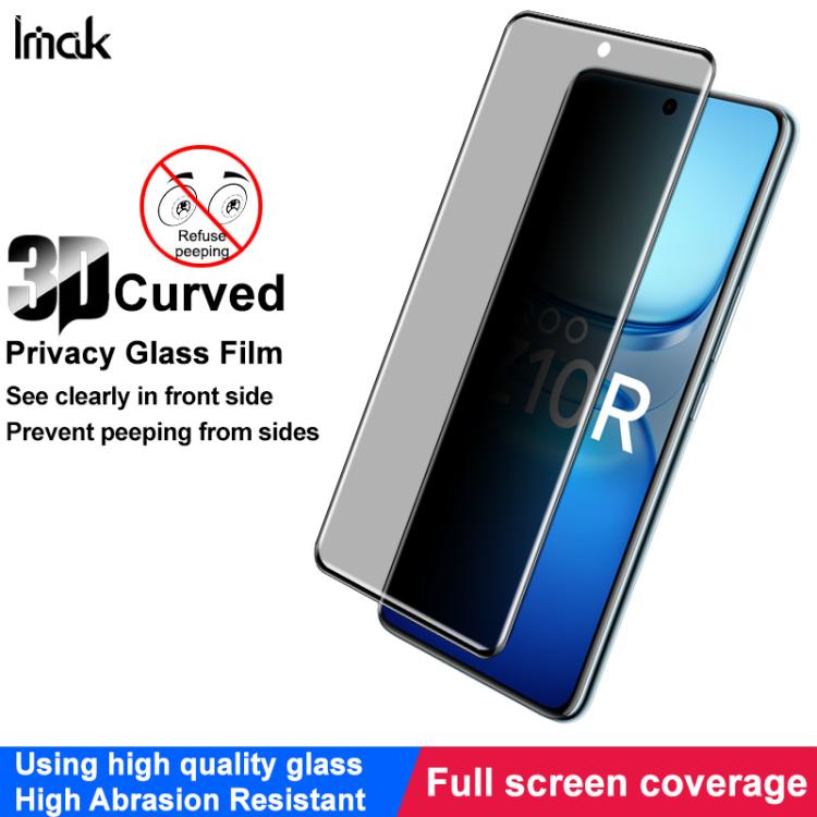 For vivo iQOO Z10R 5G Global imak 3D Curved Privacy Full Screen Tempered Glass Film