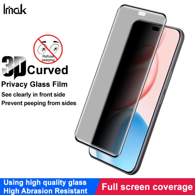 For Honor 400 Pro Global 160.8mm imak 3D Curved Privacy Full Screen Tempered Glass Film