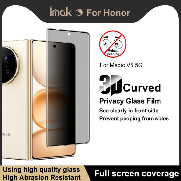 For Honor Magic V5 imak 3D Curved Privacy Full Screen Tempered Glass Film