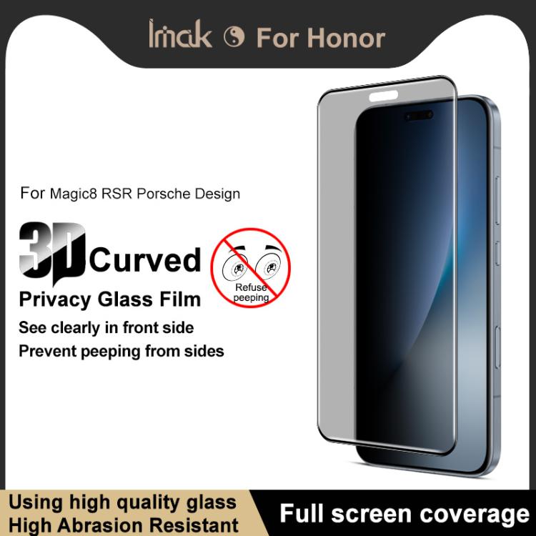 For Honor Magic8 RSR Porsche Design imak 3D Curved Privacy Full Screen Tempered Glass Film
