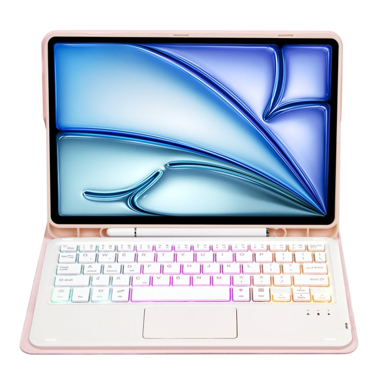 For iPad Air 11 2025 / 2024 / Air 5 10.9 / Air 4 A098B-AS Detachable Ultra-Thin Backlit Bluetooth Touch Keyboard Leather Tablet Case with Pen Slot