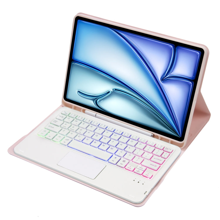 For iPad Air 11 2025 / 2024 / Air 5 10.9 / Air 4 A098B-AS Detachable Ultra-Thin Backlit Bluetooth Touch Keyboard Leather Tablet Case with Pen Slot