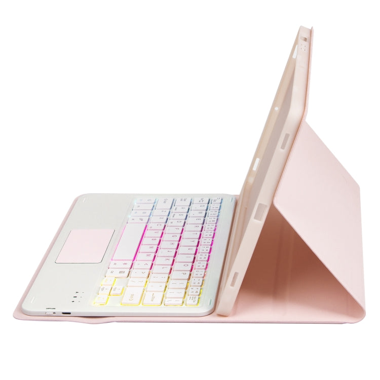 For iPad Air 11 2025 / 2024 / Air 5 10.9 / Air 4 A098B-AS Detachable Ultra-Thin Backlit Bluetooth Touch Keyboard Leather Tablet Case with Pen Slot
