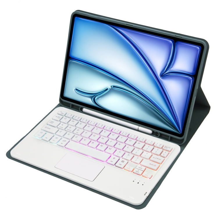 For iPad Air 11 2025 / 2024 / Air 5 10.9 / Air 4 A098B-AS Detachable Ultra-Thin Backlit Bluetooth Touch Keyboard Leather Tablet Case with Pen Slot