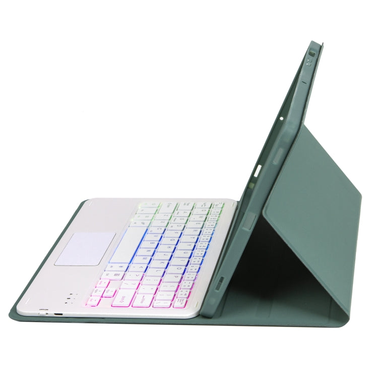For iPad Air 11 2025 / 2024 / Air 5 10.9 / Air 4 A098B-AS Detachable Ultra-Thin Backlit Bluetooth Touch Keyboard Leather Tablet Case with Pen Slot