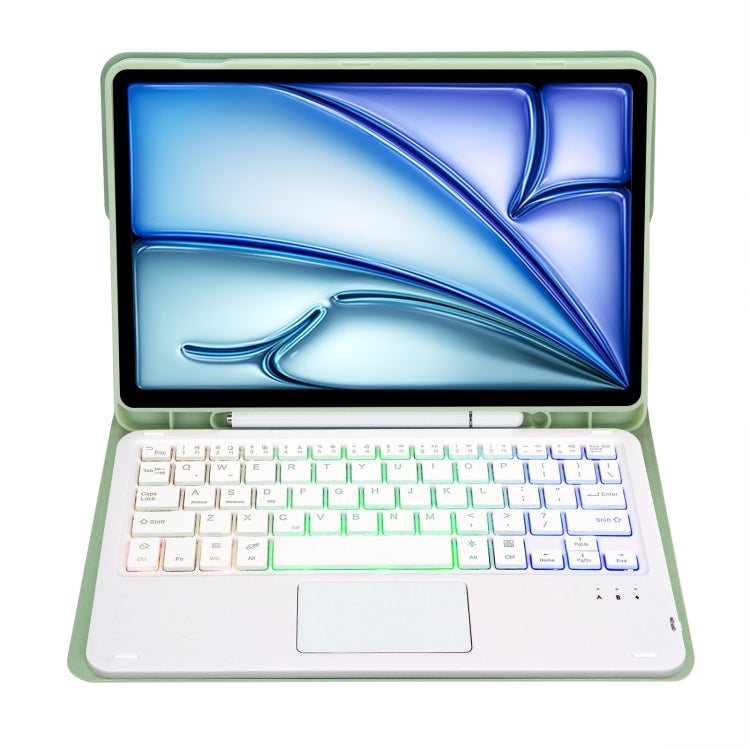 For iPad Air 11 2025 / 2024 / Air 5 10.9 / Air 4 A098B-AS Detachable Ultra-Thin Backlit Bluetooth Touch Keyboard Leather Tablet Case with Pen Slot
